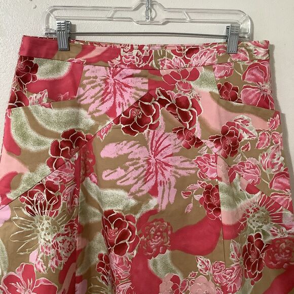 Express Red Floral Vintage Y2K Tropical Beachy Vacation Boho Pleated Skirt 10 - Picture 2 of 10